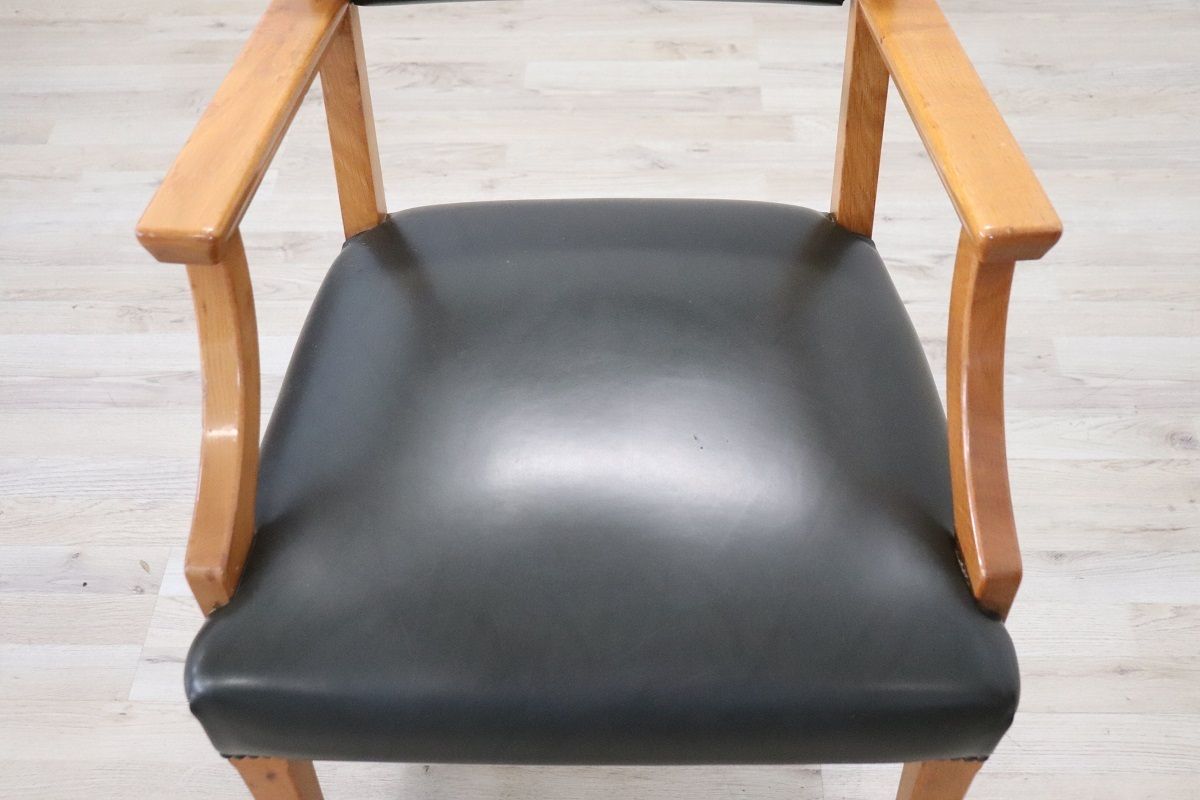 Desk Armchair In Oak And Faux Leather photo 964.0
