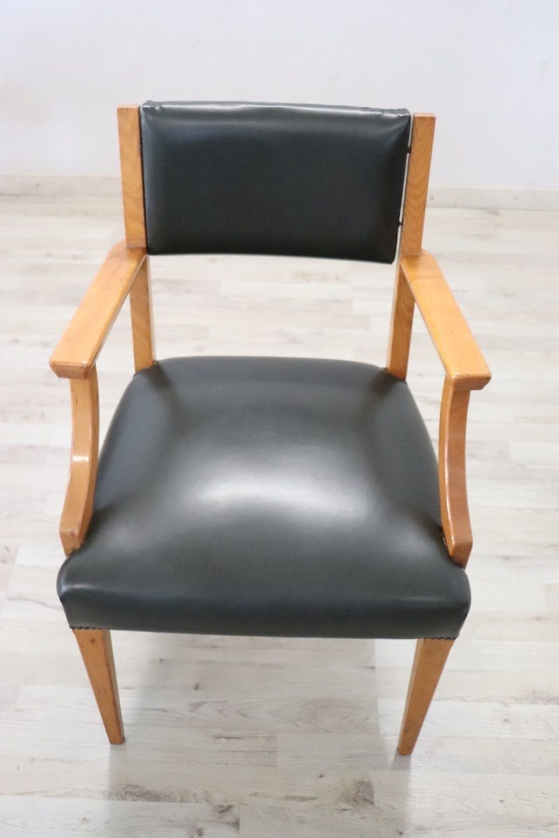 Desk Armchair In Oak And Faux Leather photo buy