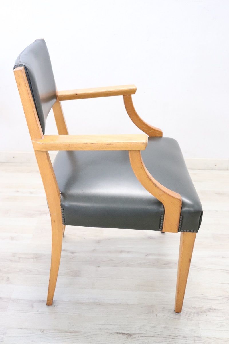 photo furniture Desk Armchair In Oak And Faux Leather