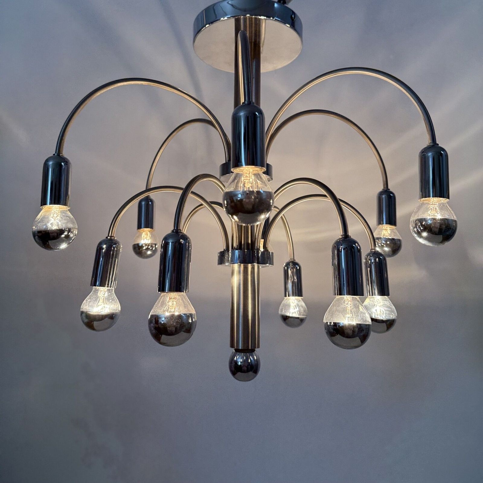 Vintage Plafondlamp Van Verchroomd Messing Van Sciolari, Jaren 1970 photo furniture