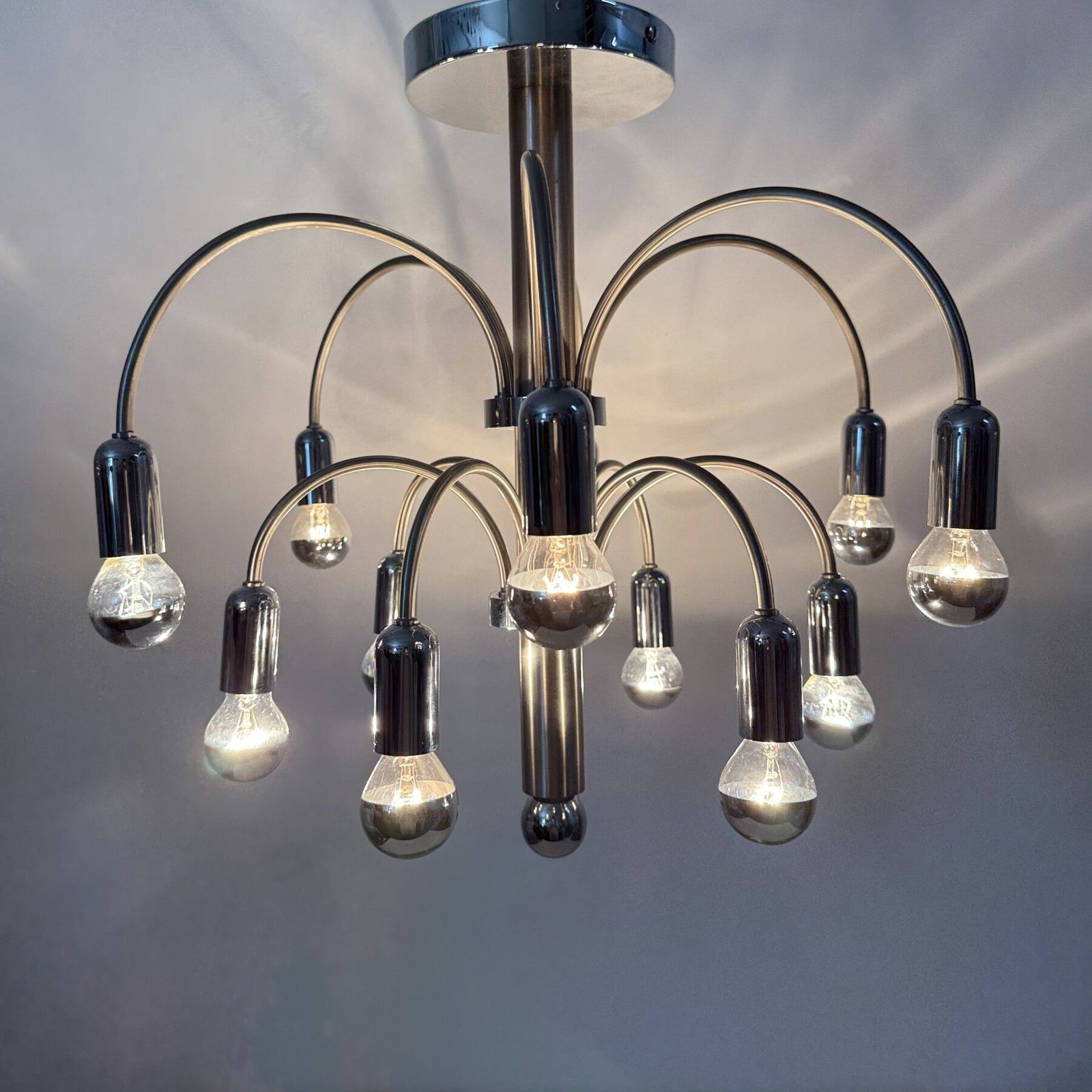 Vintage Plafondlamp Van Verchroomd Messing Van Sciolari, Jaren 1970 photo for sale