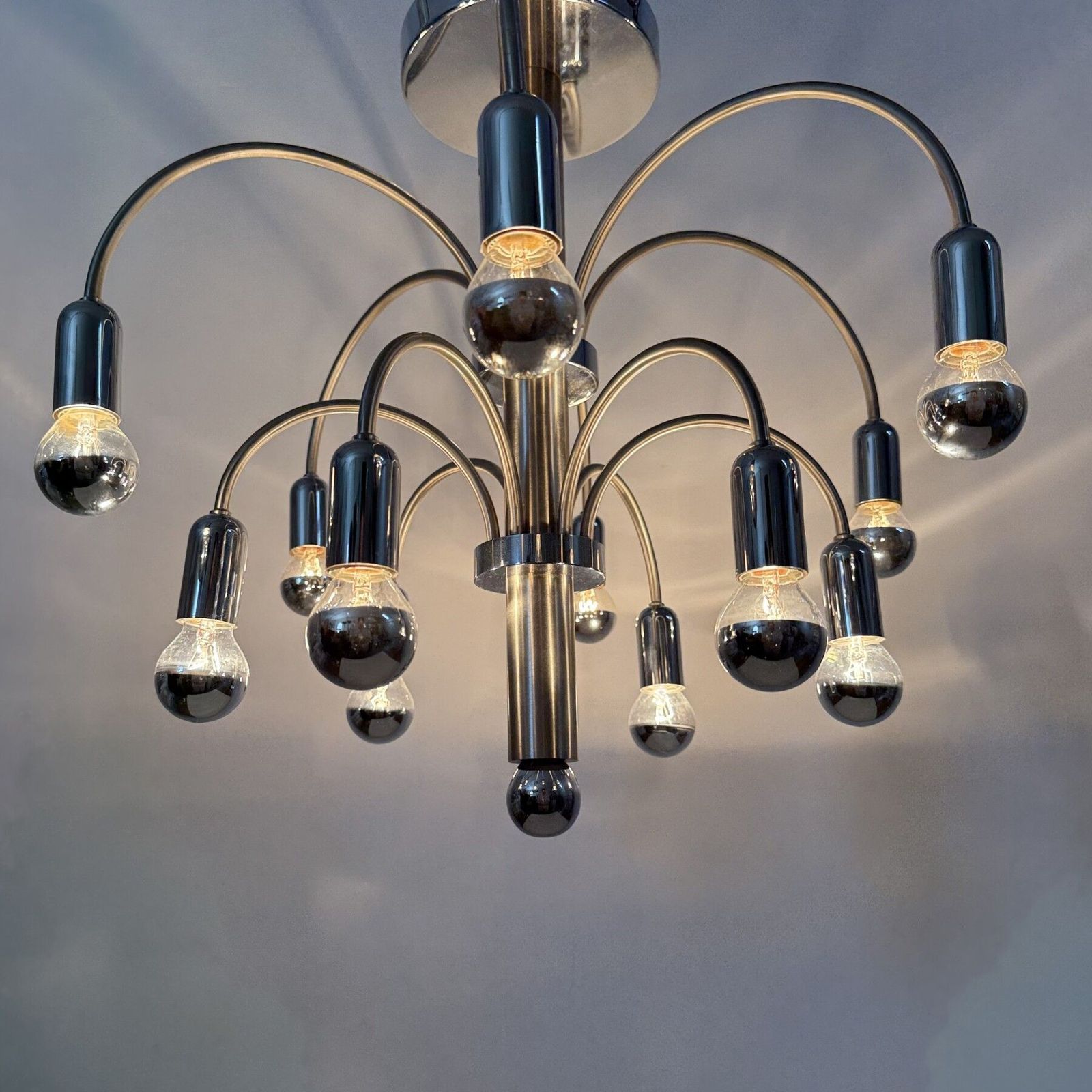 Vintage Plafondlamp Van Verchroomd Messing Van Sciolari, Jaren 1970 photo vintage