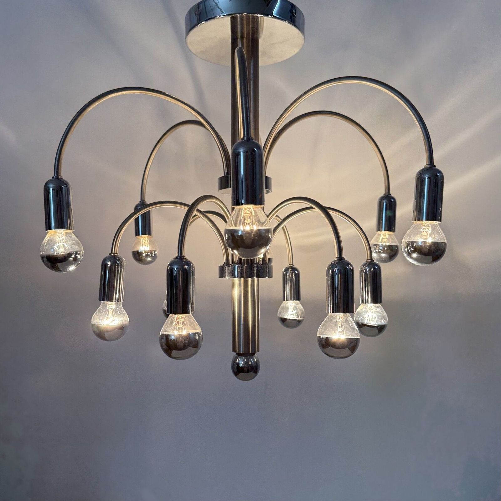 909.0 Vintage Plafondlamp Van Verchroomd Messing Van Sciolari, Jaren 1970 photo