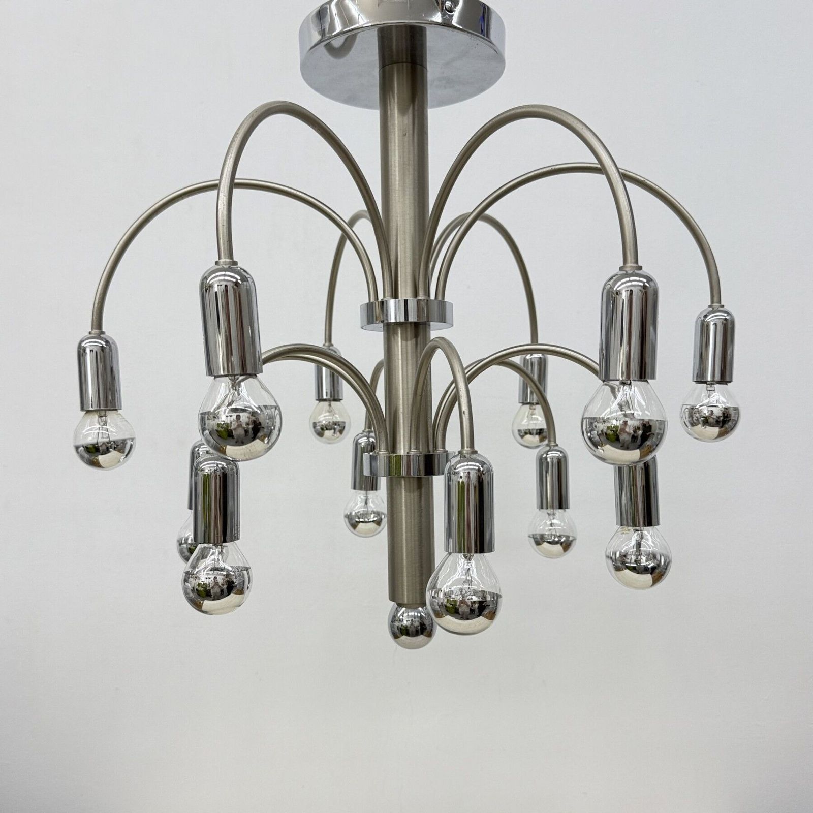 photo vinterior Vintage Plafondlamp Van Verchroomd Messing Van Sciolari, Jaren 1970