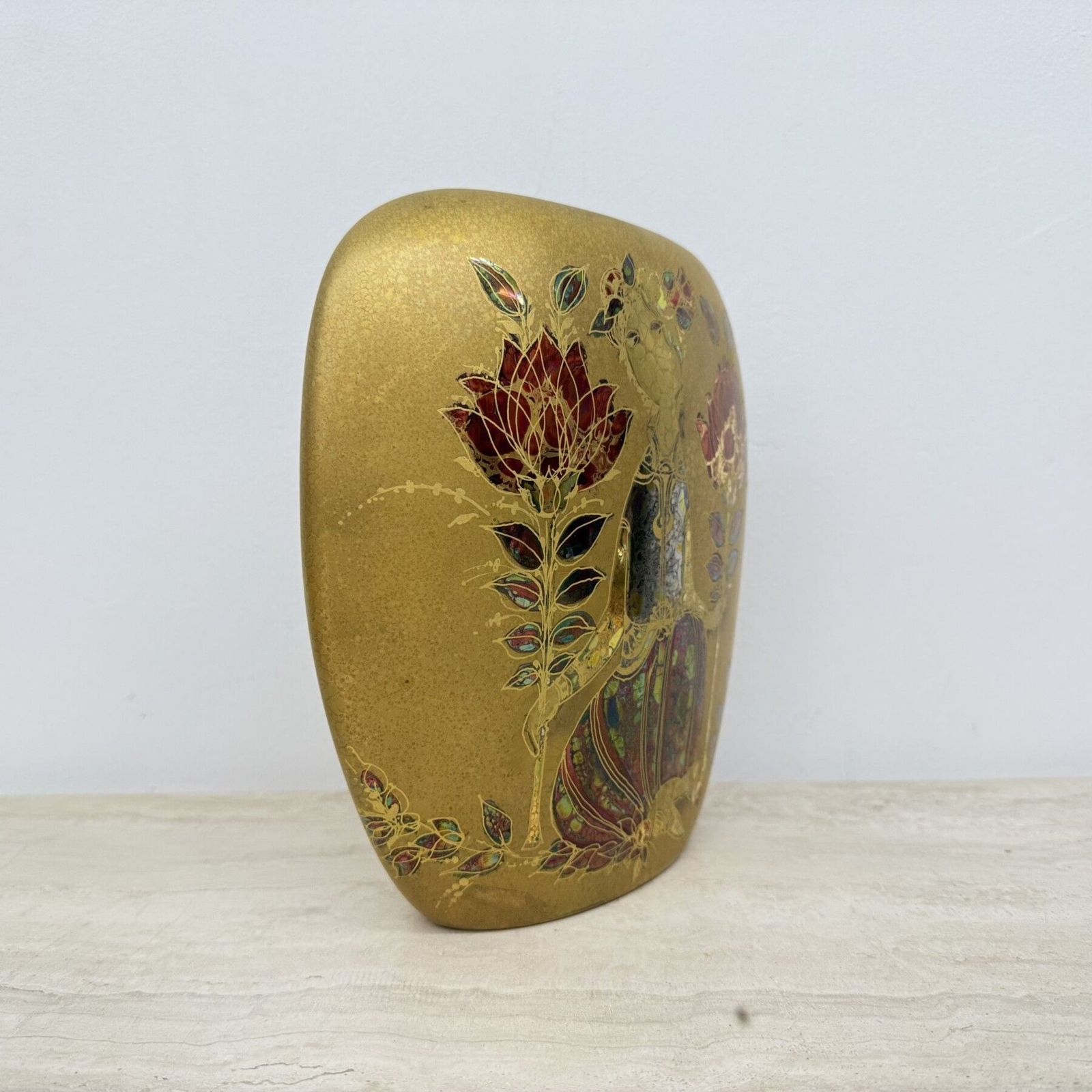 Zeldzame Bjørn Wiinblad Voor Rosenthal Vaas Met Goudkleurig Decor, Jaren 1970 photo vinterior