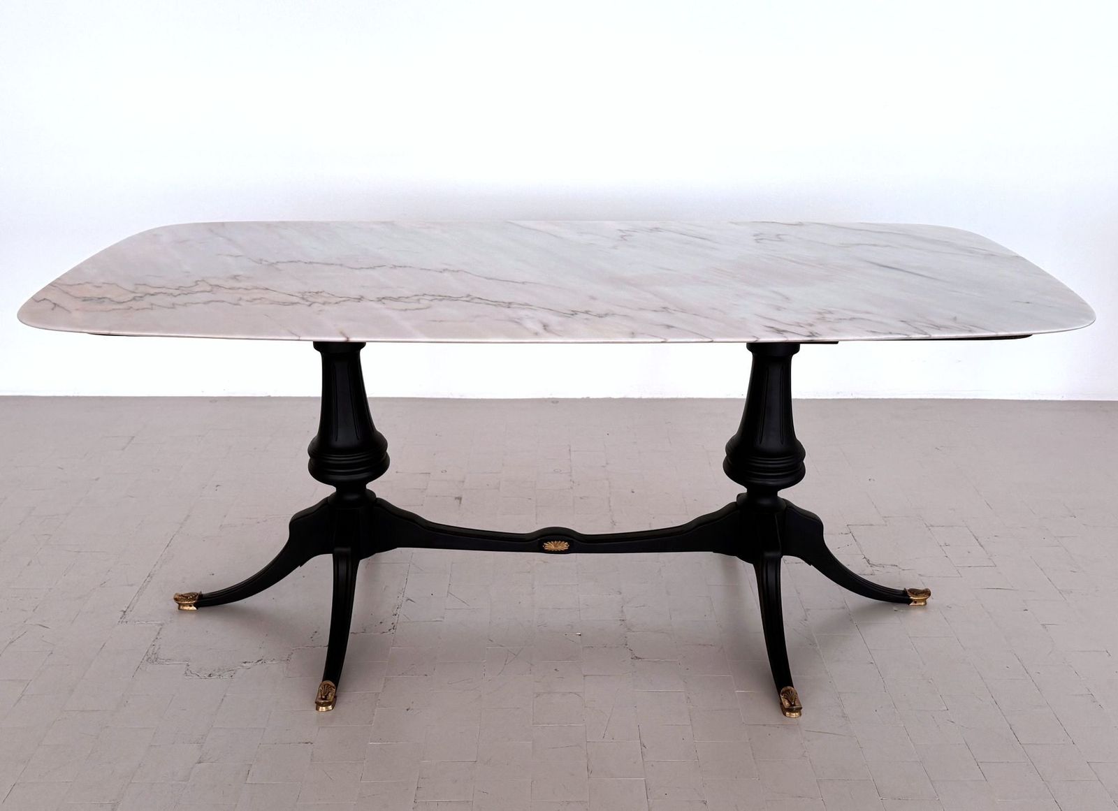 Italian Midcentury Sculptural Dining Room Table With Marble Top, 1950s photo furniture