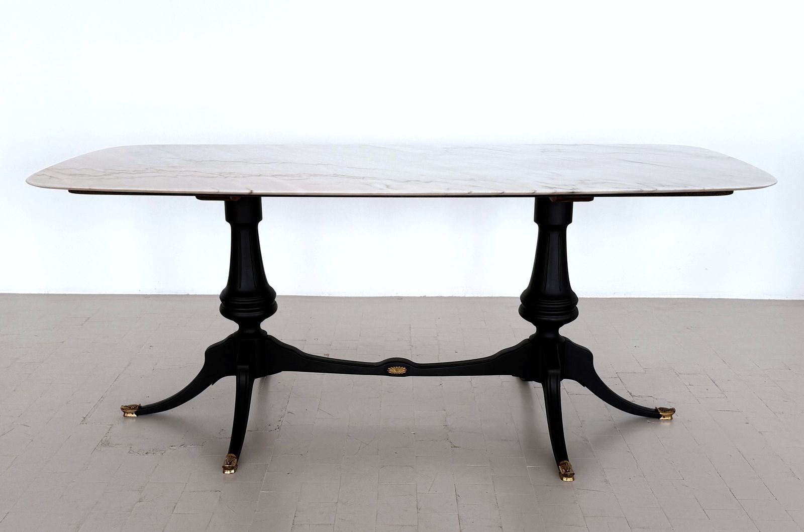 photo for sale Italian Midcentury Sculptural Dining Room Table With Marble Top, 1950s