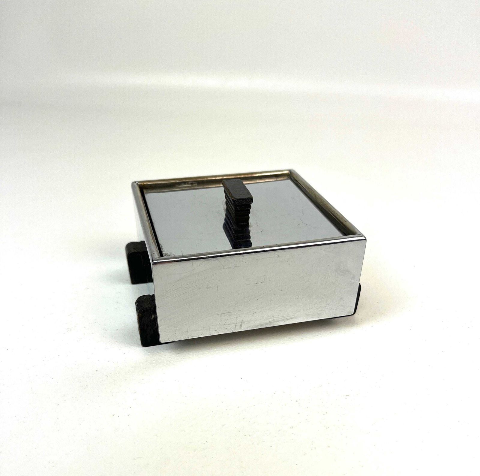 Rare Small Cubist Bauhaus Art Deco Chrome Jewelry Box Germany 1925 photo for sale
