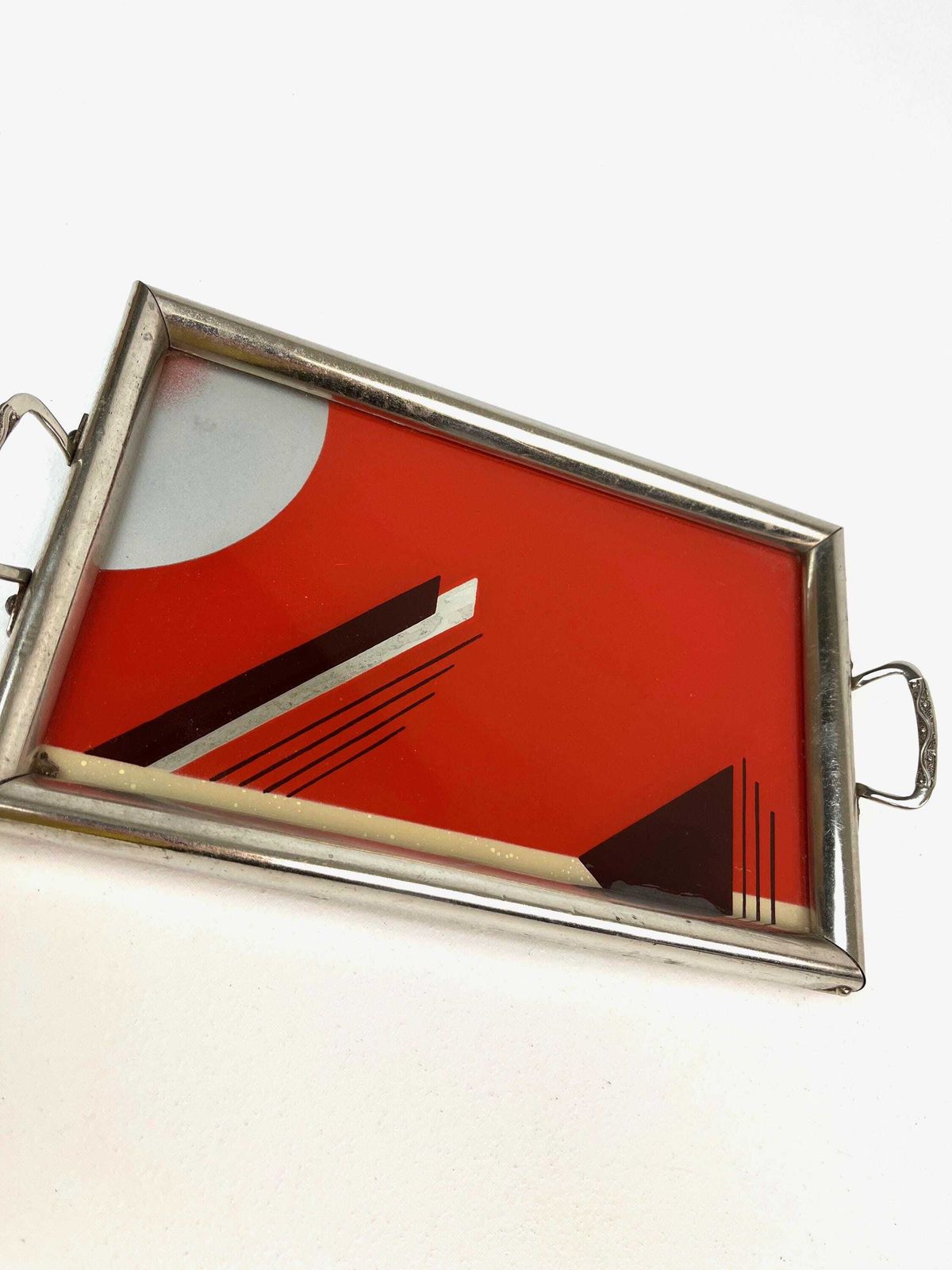 Rare Small Bauhaus Suprematism Art Deco Cocktail Serving Tray By Morris Hirshfield photo Home Decor