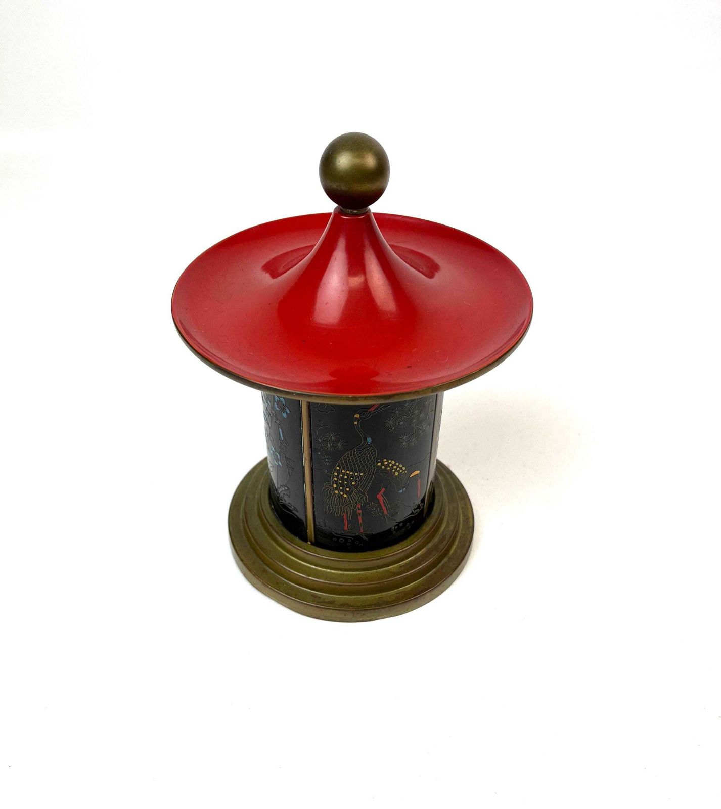 Rare Art Deco Stunning Enamel Pagoda Cigarette Dispenser Japan 1940 photo furniture