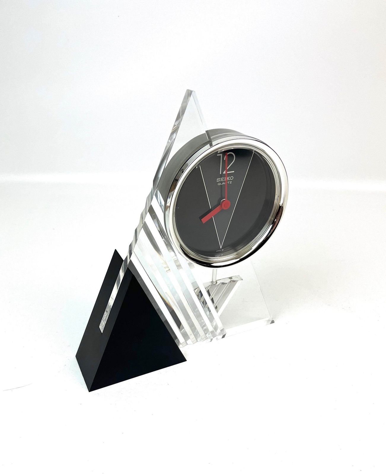 Rare Postmodern Memphis Age Neo Art Deco Acrylic Pendulum Desk Clock By Seiko photo furniture
