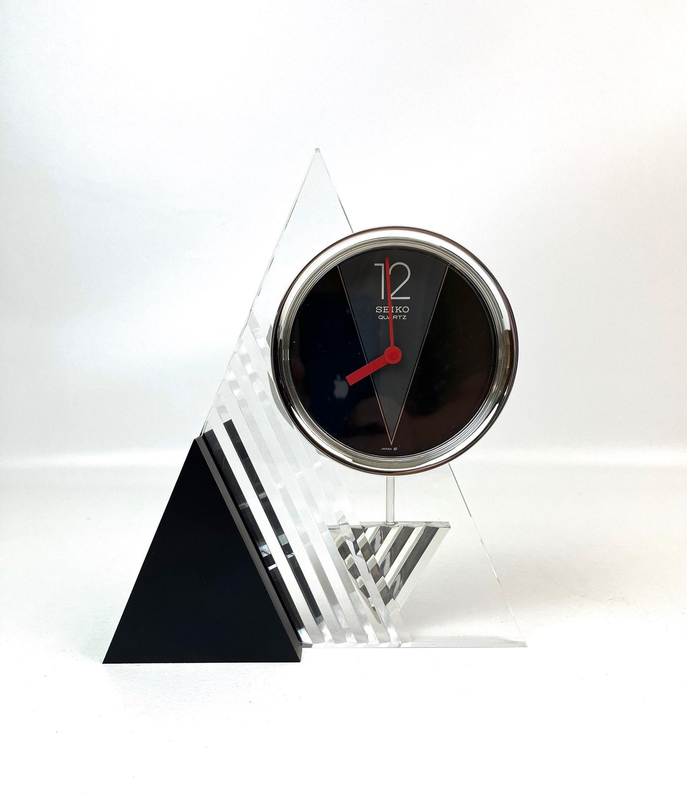 Rare Postmodern Memphis Age Neo Art Deco Acrylic Pendulum Desk Clock By Seiko photo Home Decor