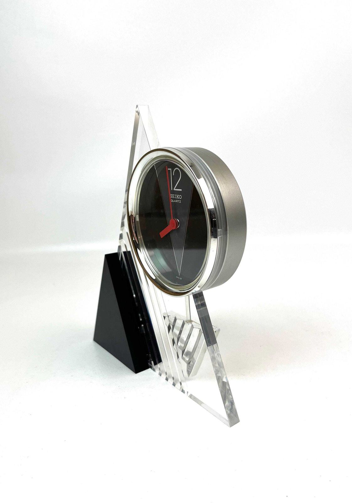 Rare Postmodern Memphis Age Neo Art Deco Acrylic Pendulum Desk Clock By Seiko photo 365.0