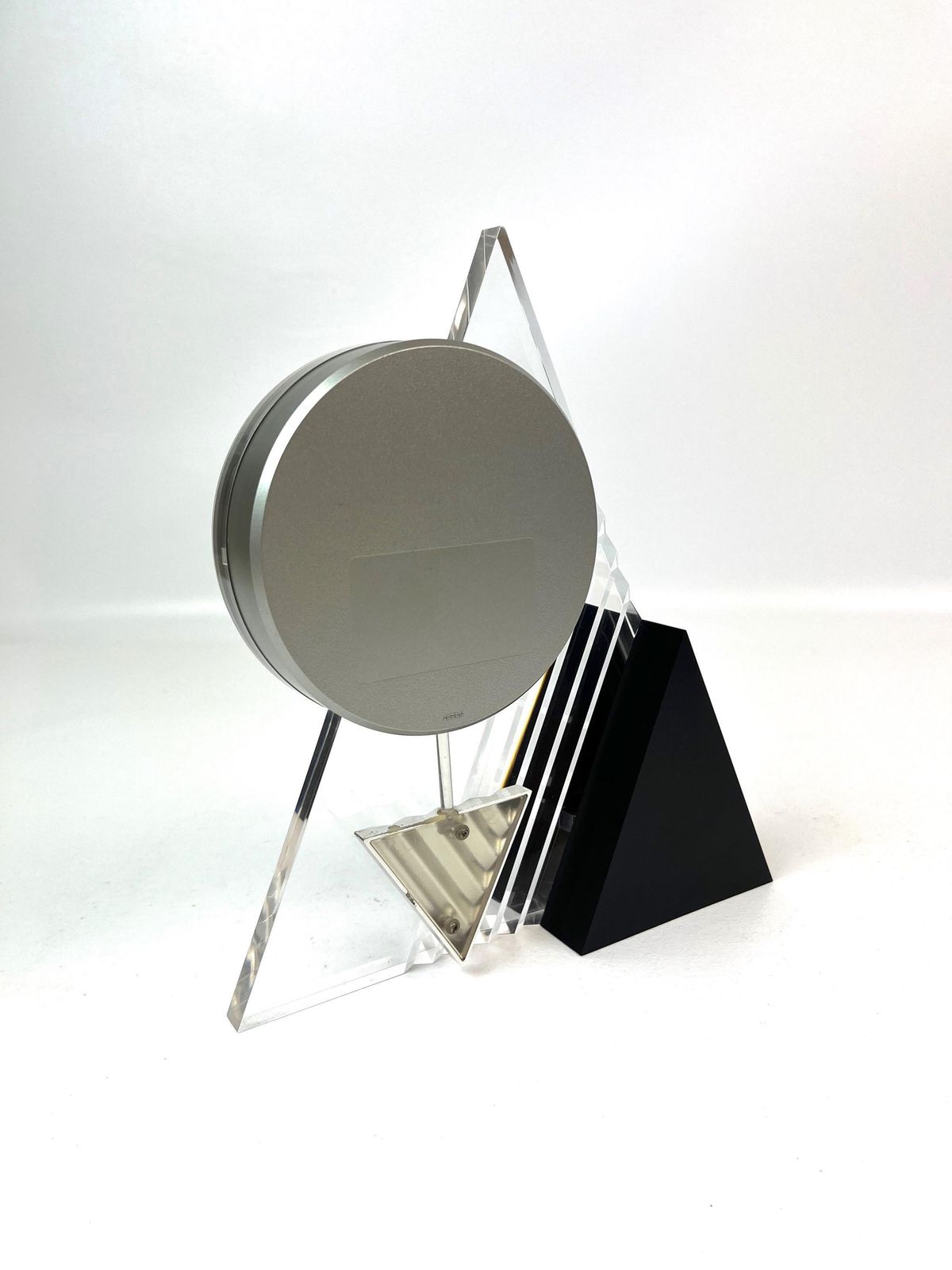 Rare Postmodern Memphis Age Neo Art Deco Acrylic Pendulum Desk Clock By Seiko photo vinterior
