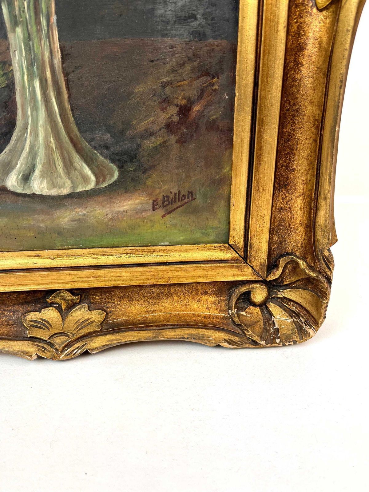 Antique French Hydrangeas Floral Still Life Oil Painting Flowers Signed By E .Billon Framed photo for sale