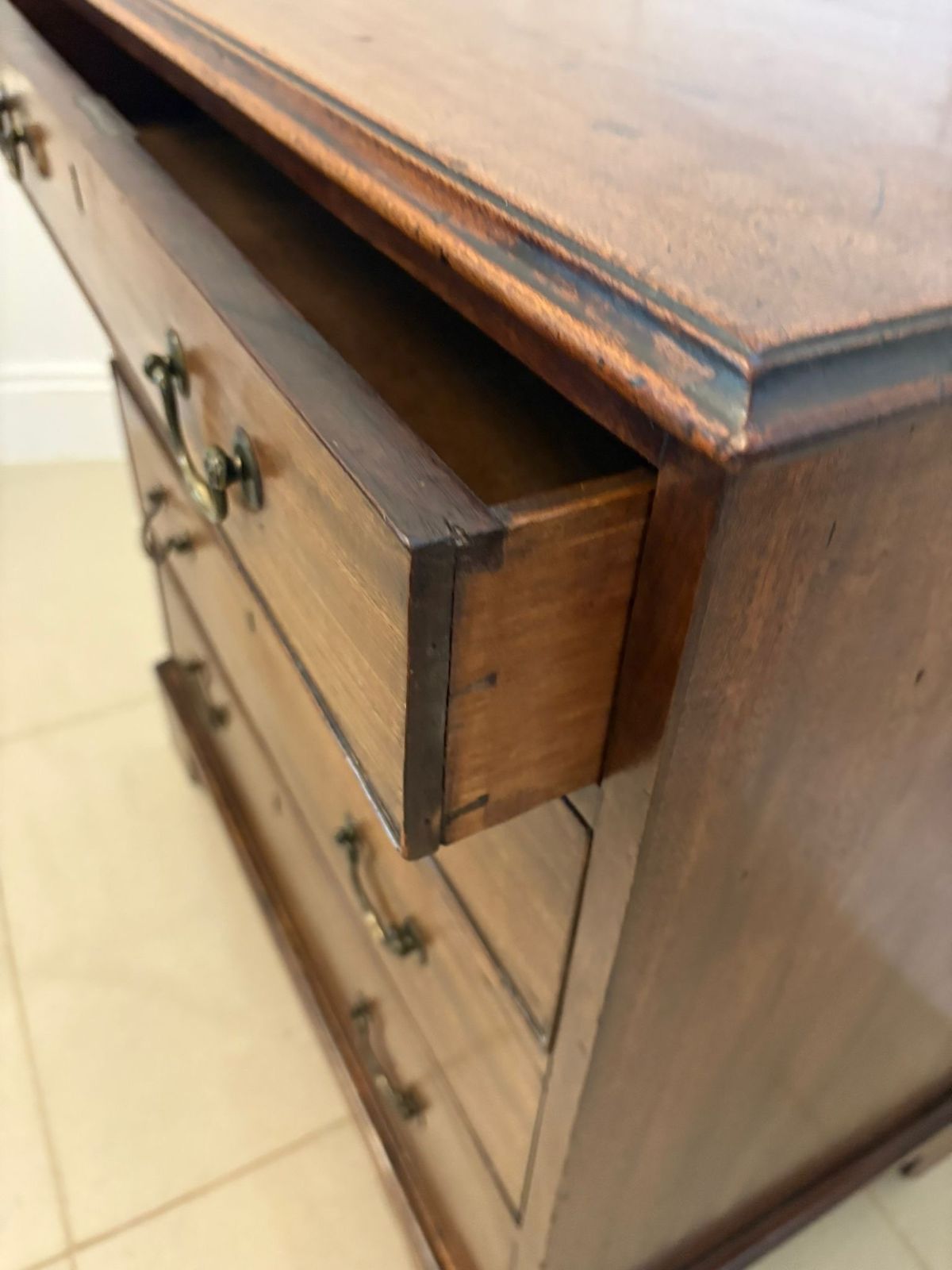Antique 19th Century Quality Mahogany Chest Of 4 Drawers photo 1885.0