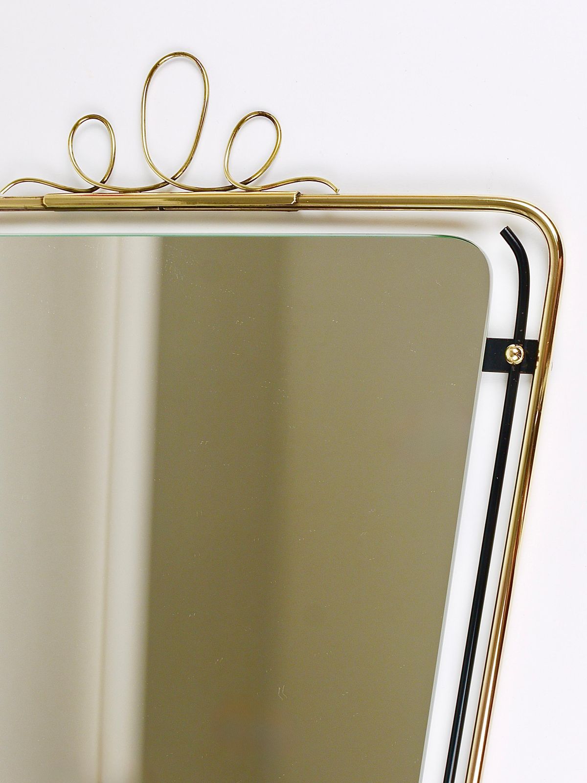 Midcentury Modern Brass Loops Wire Wall Mirror, Italy, 1950s photo furniture
