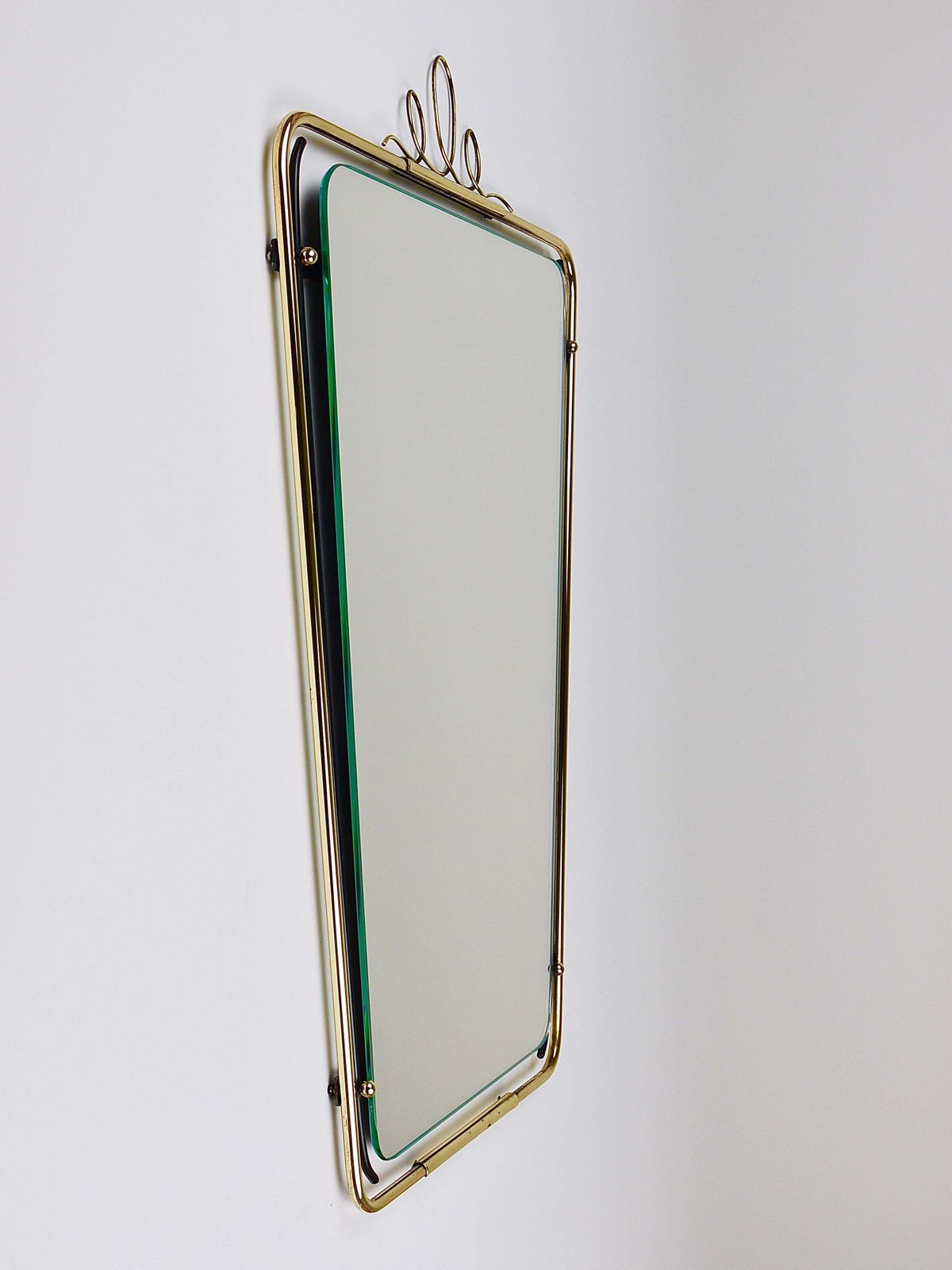 photo buy Midcentury Modern Brass Loops Wire Wall Mirror, Italy, 1950s