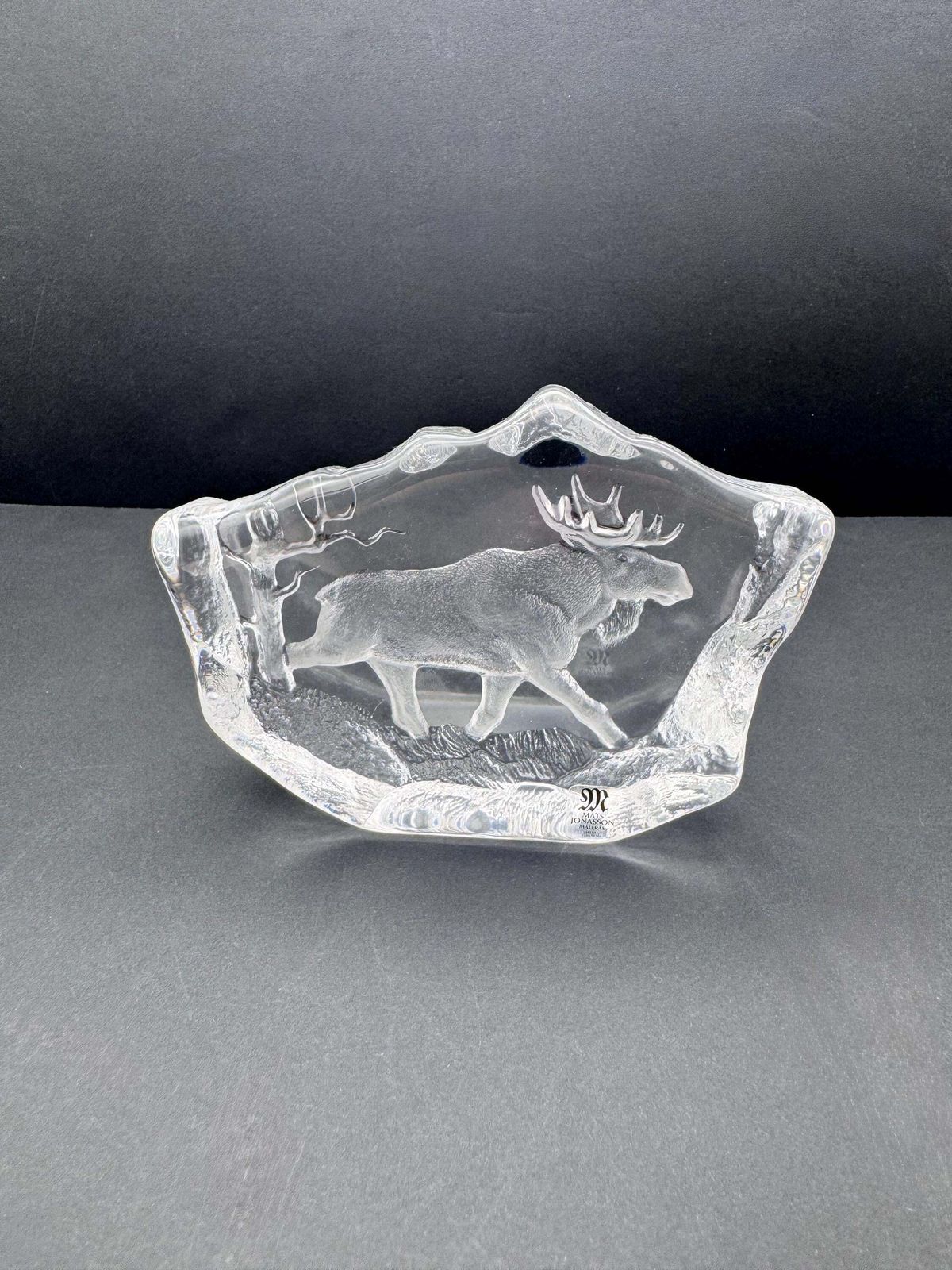 Mats Jonasson For Maleras Crystal Moose Ornament, Collectable Swedish Glass