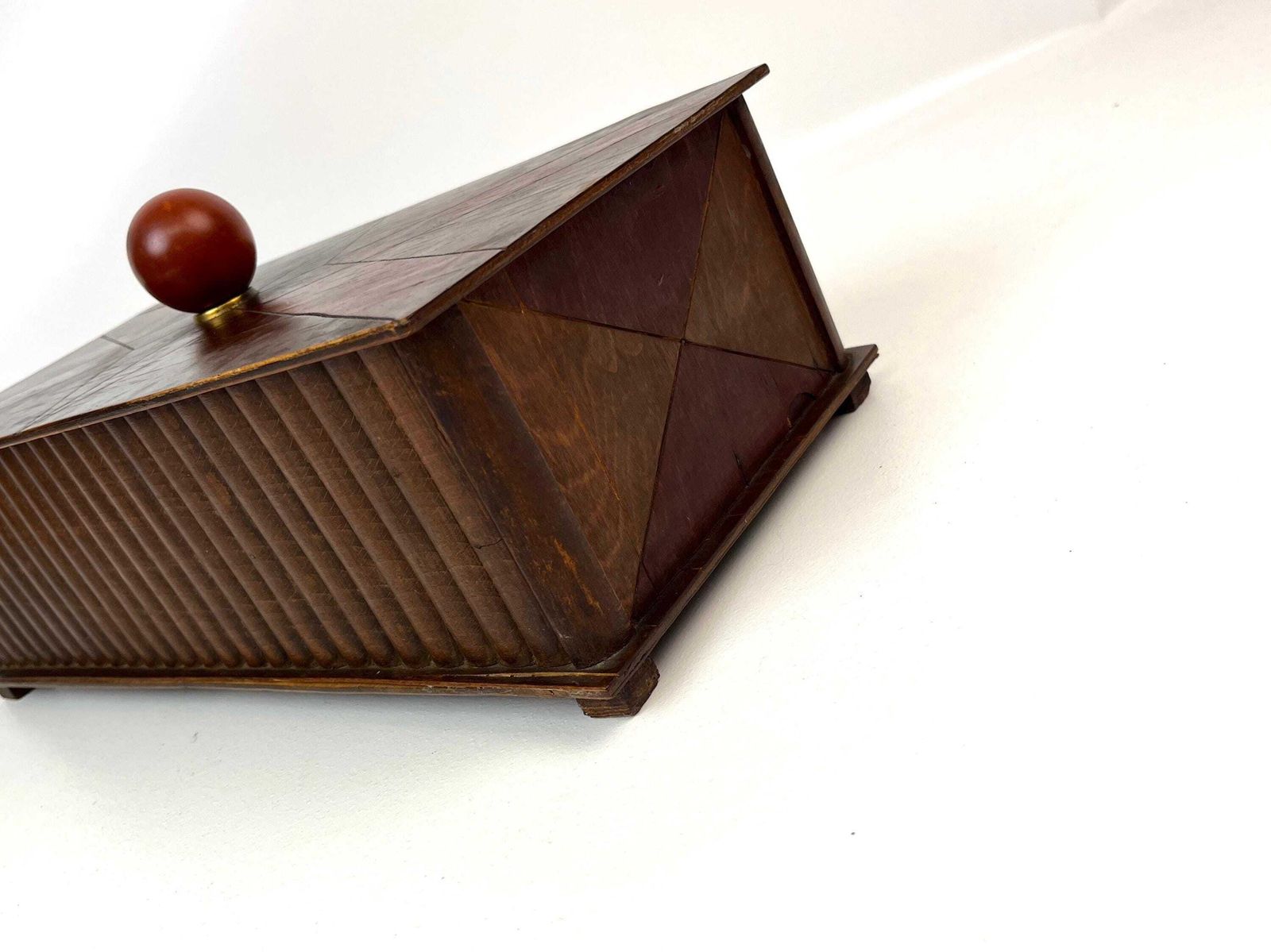 Rare Large Antique Art Deco Wooden Jewelry Box Germany 1920 photo vinterior