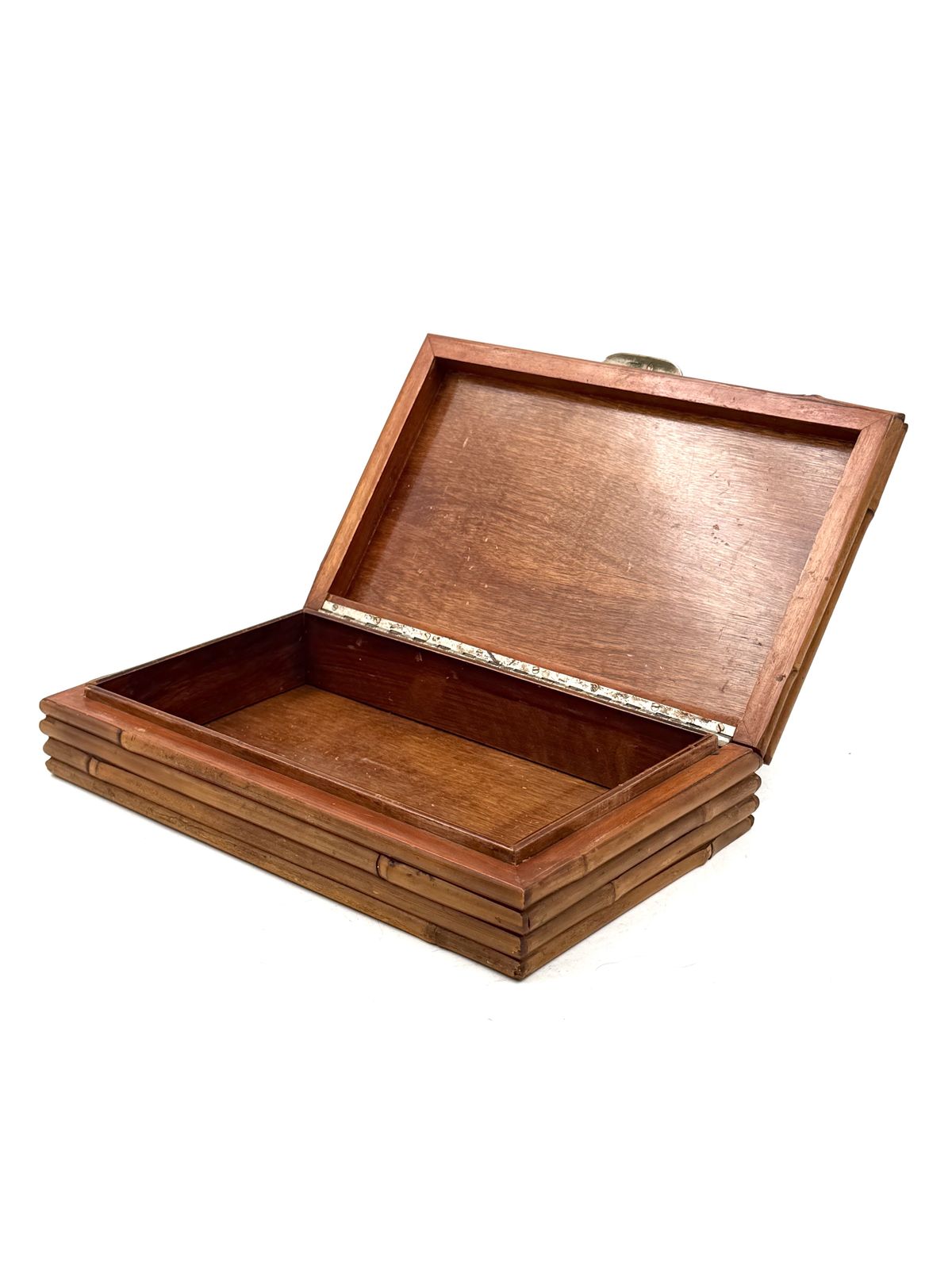 360.0 Hollywood Regency Grissinato Bamboo Jewelry Box Gabriella Crespi Style, Rcm Italy 1970 photo
