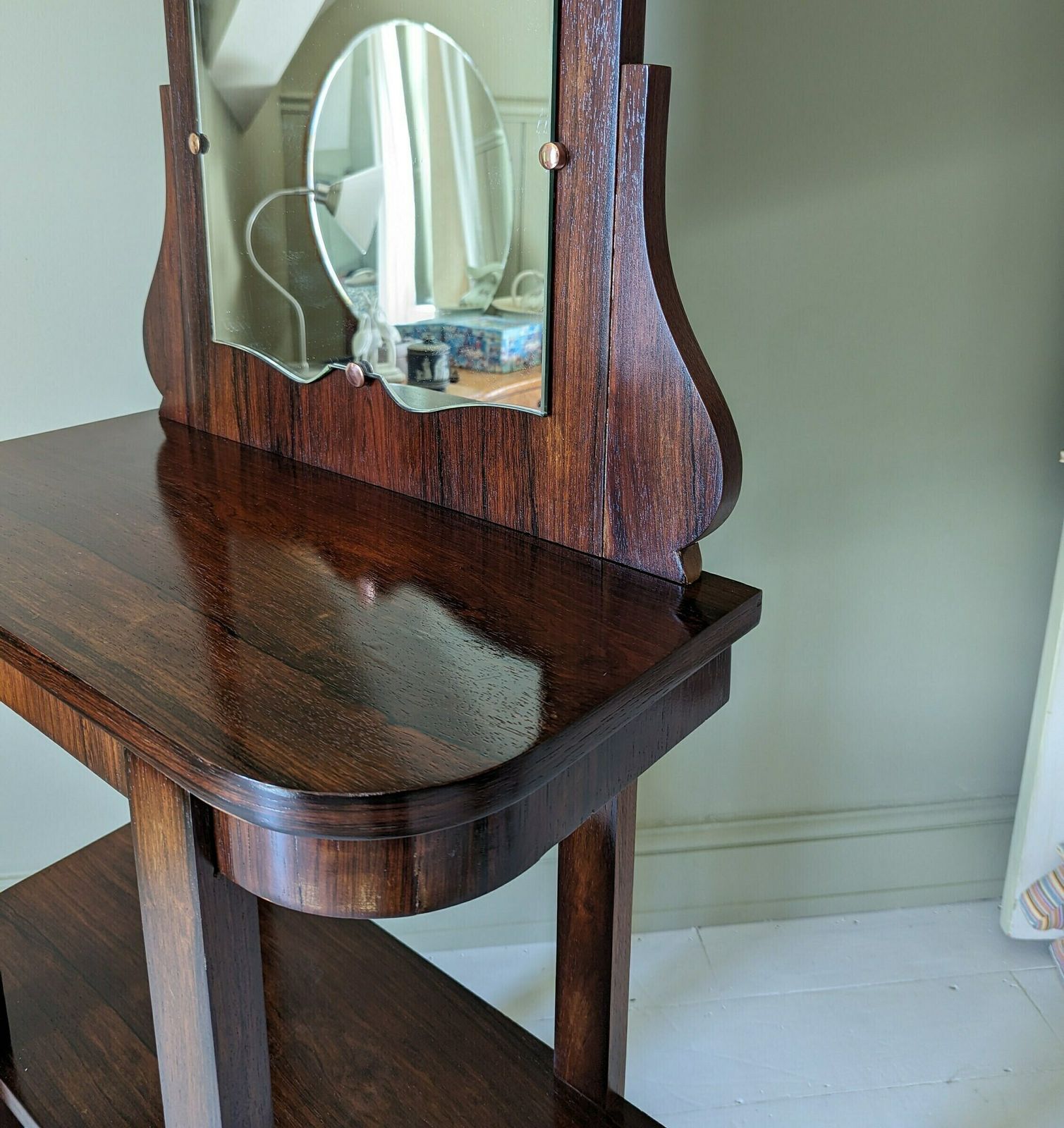 photo furniture A Vintage French Art Deco Rosewood Console Table With Mirror C1930s