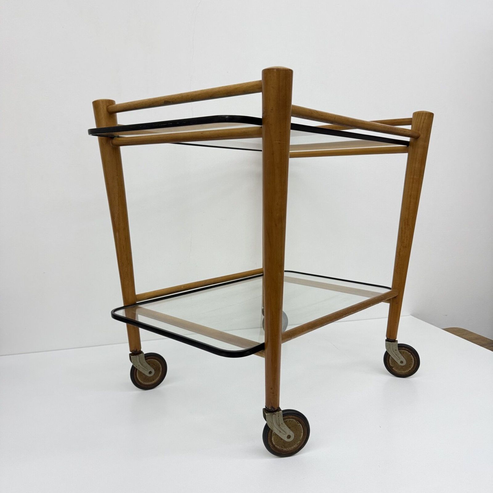 photo vintage Coja Culemburg Model 1127 Wooden And Glass Side Table Trolley , 1970s