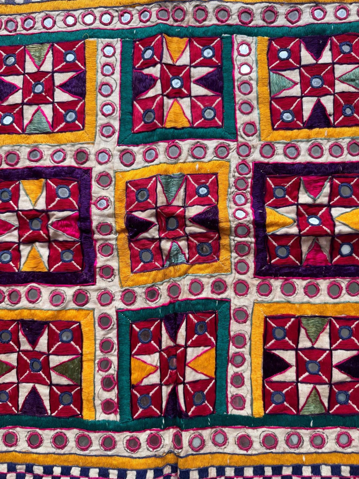 Vintage Indian Wall Hanging, Gujarati Handmade Fabric Wall Decor 86cm X 89cm photo furniture