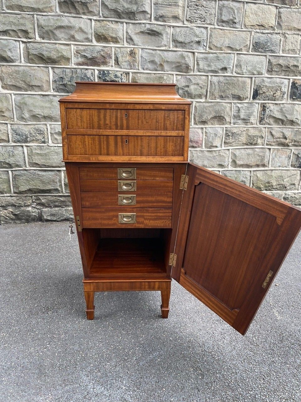 Furniture Antique Mahogany Pedestal Collectors Cabinet photo