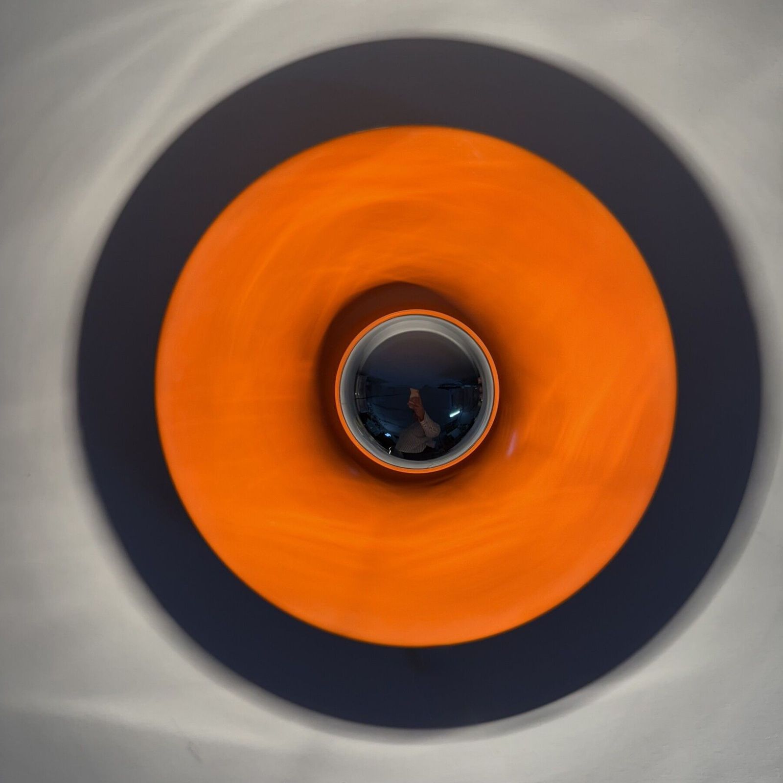 Mid Century Design Honsel Orange Space Age Disc Lamp , 1970s Attributed To Charlotte Perriand For Les Arcs photo for sale