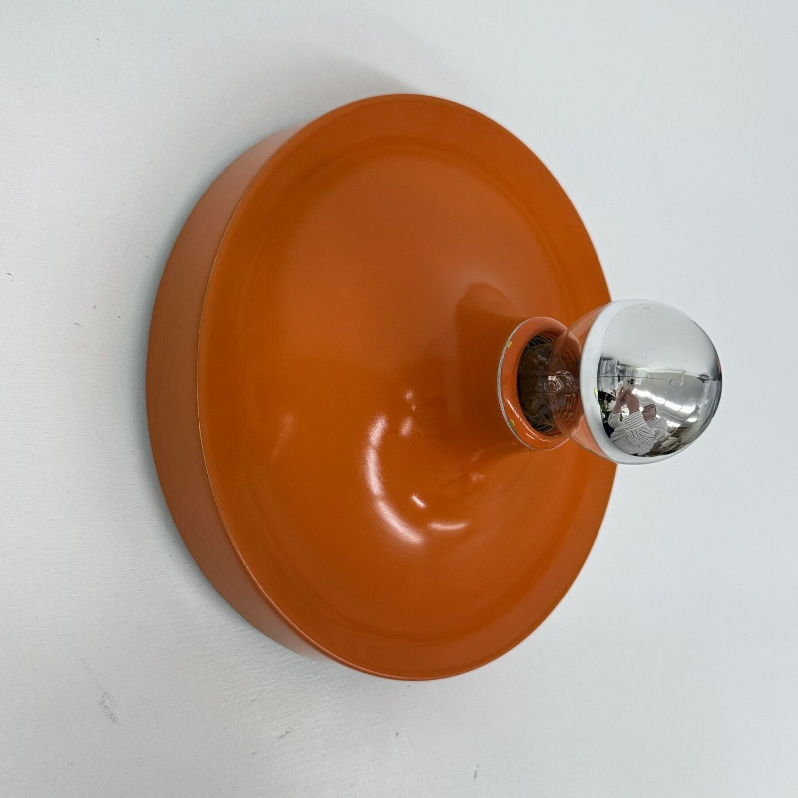401.0 Mid Century Design Honsel Orange Space Age Disc Lamp , 1970s Attributed To Charlotte Perriand For Les Arcs photo