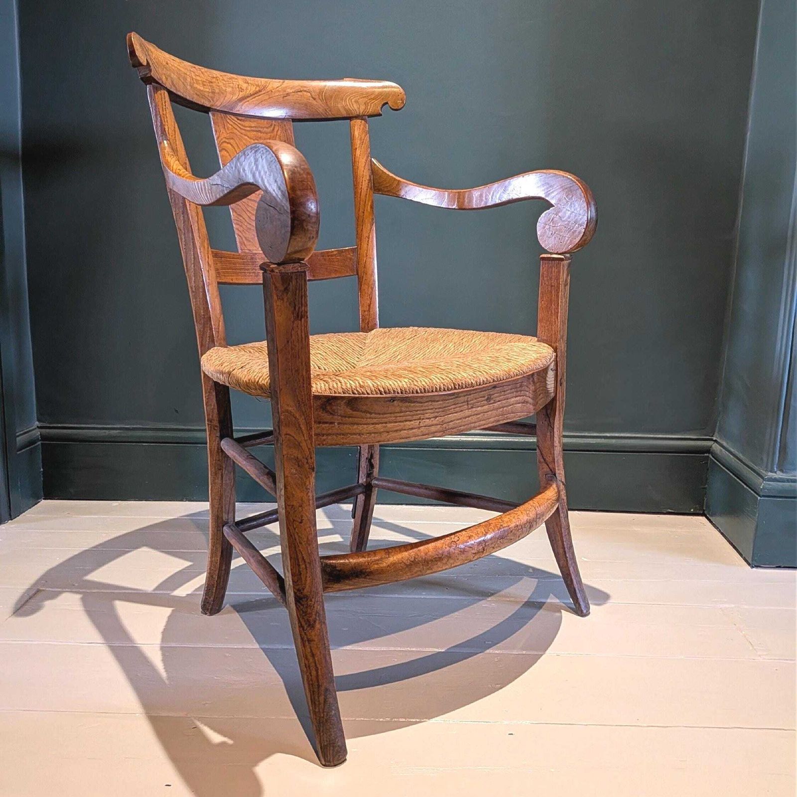 A Provincial French Antique Elm And Ash Armchair With Seagrass Seat C1800 photo furniture