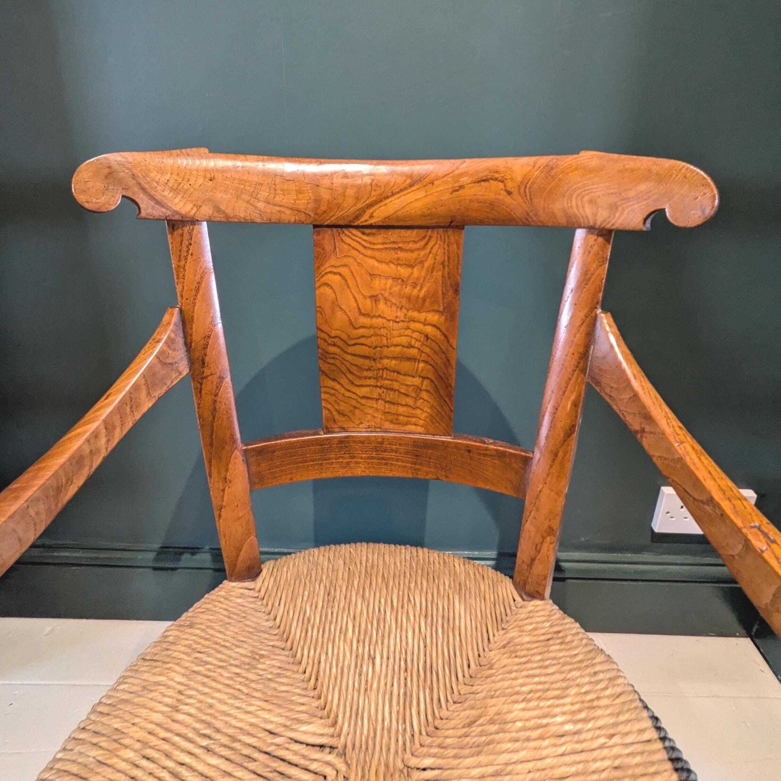 A Provincial French Antique Elm And Ash Armchair With Seagrass Seat C1800 photo vinterior