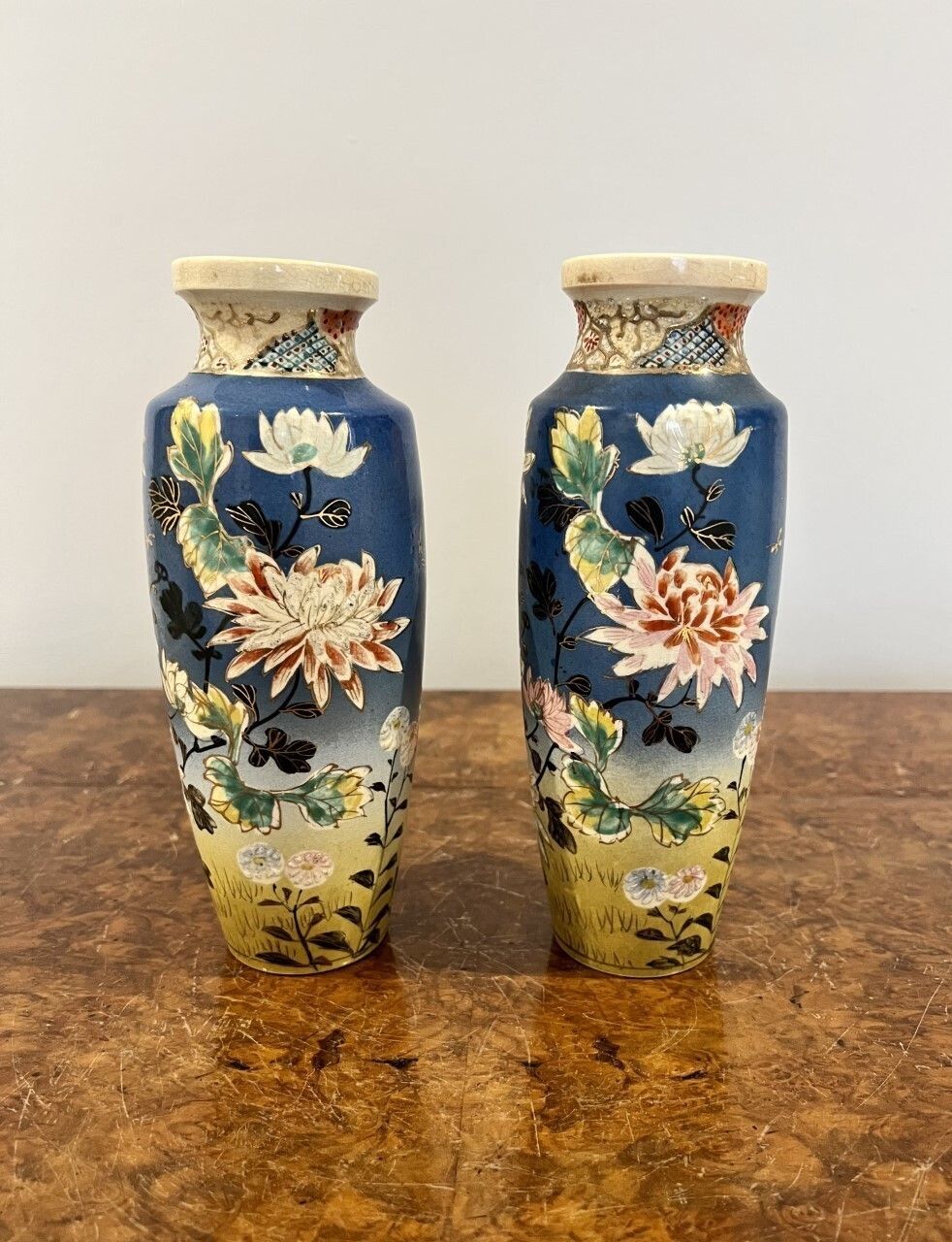 Large Pair Of Antique Japanese Satsuma Vases