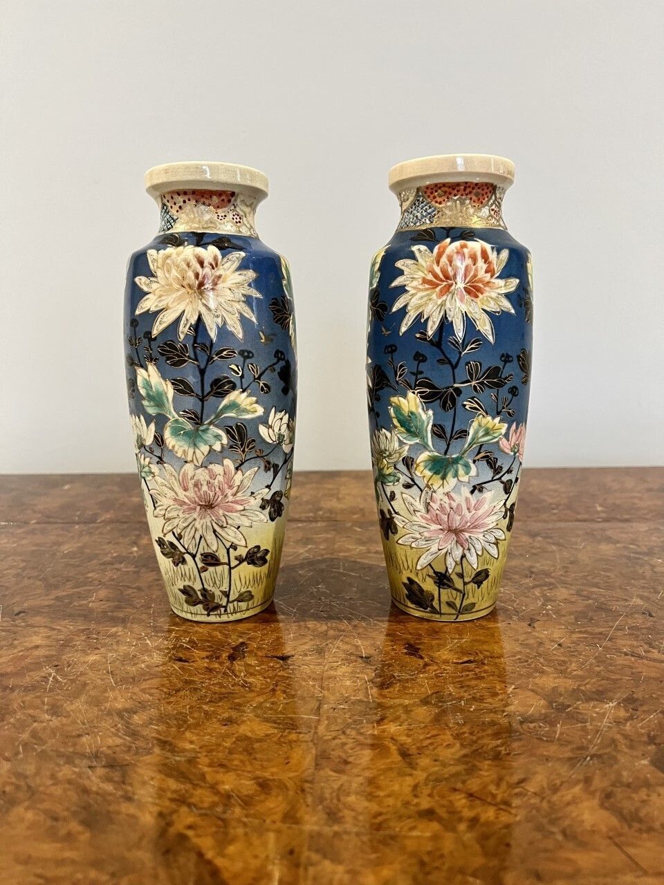 Large Pair Of Antique Japanese Satsuma Vases photo Home Decor