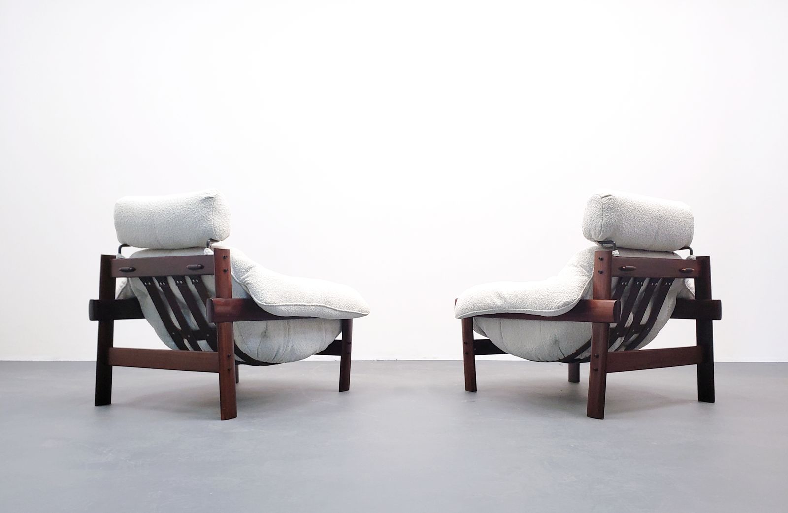 Percival Lafer Armchair And Footstool, Model Mp41 In Premium Ivory Boucle photo for sale