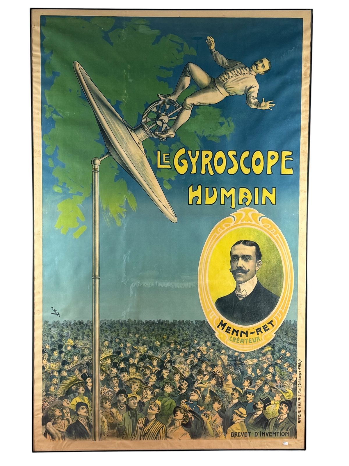 Candido Aragonez De Faria, Le Gyroscope Humain, Original Affiche, C. 1910