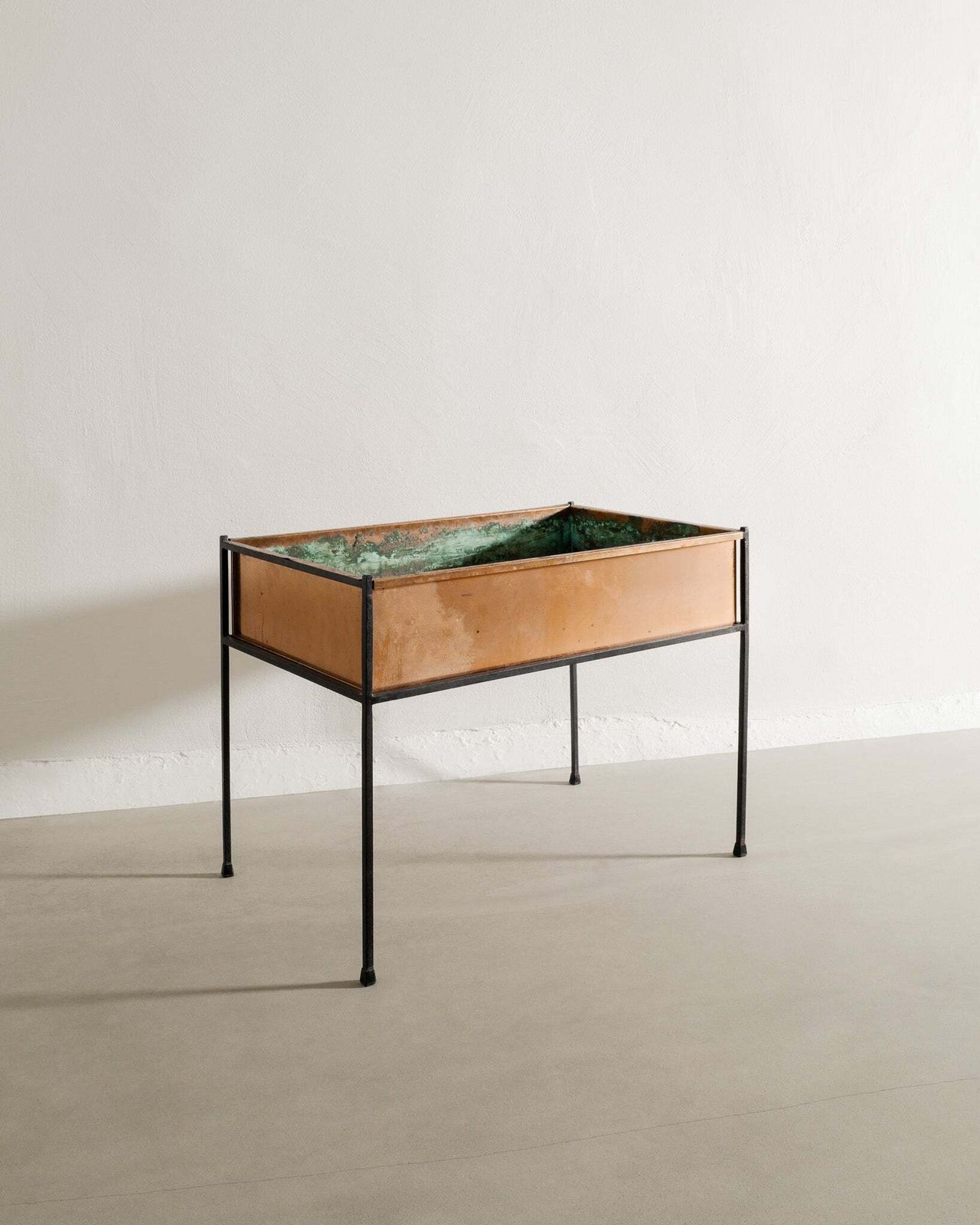 Vintage Swedish Mid Century Copper Metal Flower Planter Table By Hans Agne Jakobsson, 1950s photo furniture