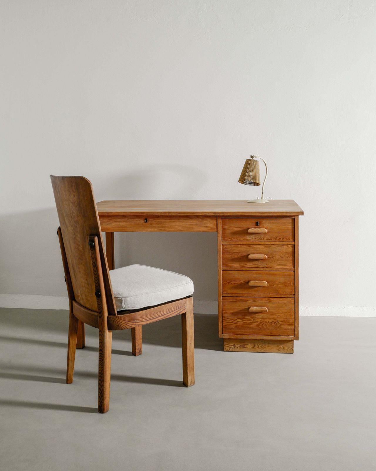 Swedish Mid Century Wooden Pine Desk By Axel Einar Hjorth For Nordiska Kompaniet Sweden, 1930s photo buy
