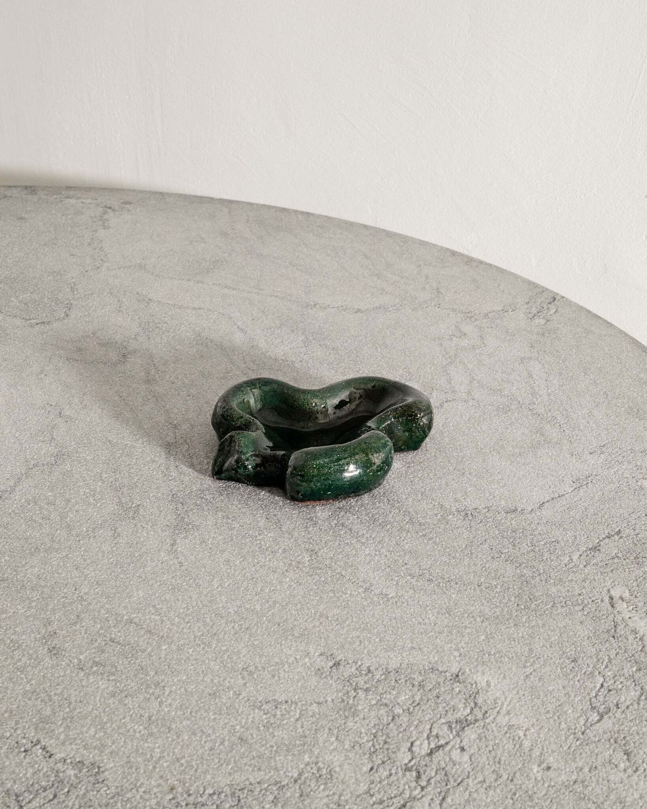 French Mid Century Stoneware Deep Green Ashtray By Georges Jouve For Steph Simon Paris, 1950s photo for sale
