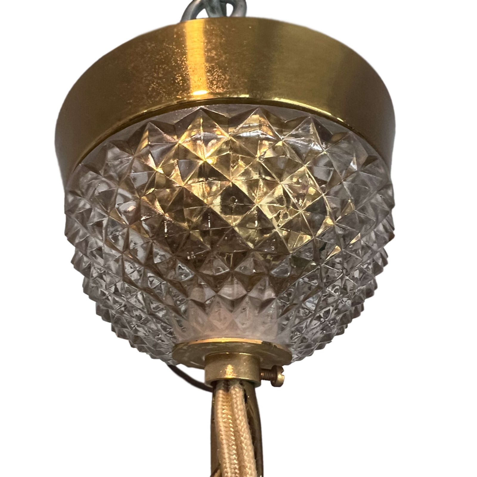 Single Brass And Crystal Hanging Light Attributed To Palwa photo furniture