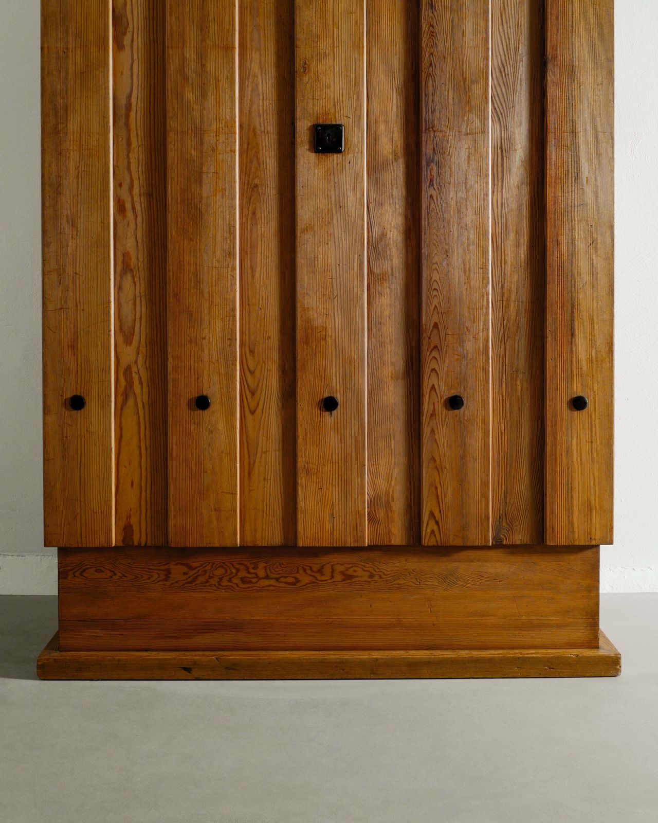 Vintage Swedish Modern Wooden "Lovö" Cabinet In Stained Pine & Iron By Axel Einar Hjorth For Nordiska Kompaniet, 1930s photo furniture
