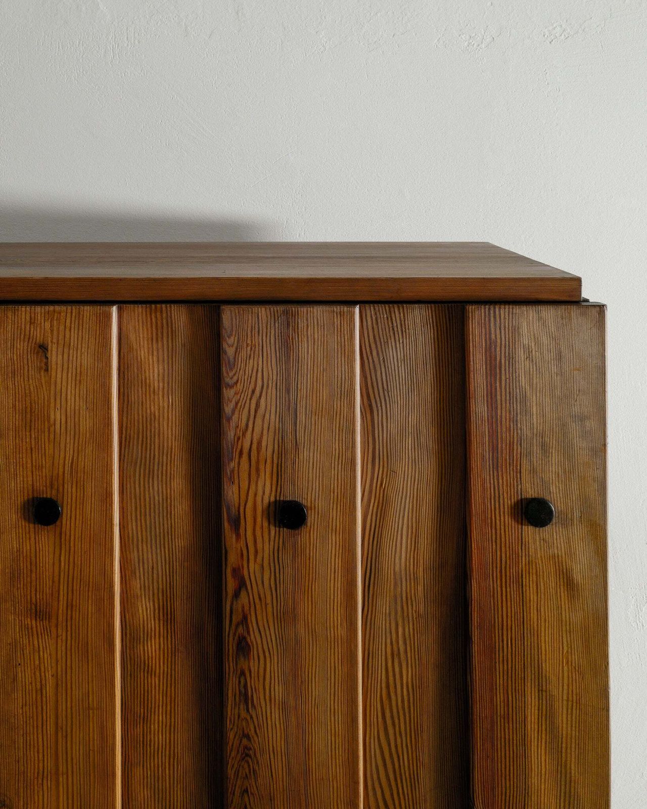 Vintage Swedish Modern Wooden "Lovö" Cabinet In Stained Pine & Iron By Axel Einar Hjorth For Nordiska Kompaniet, 1930s photo buy