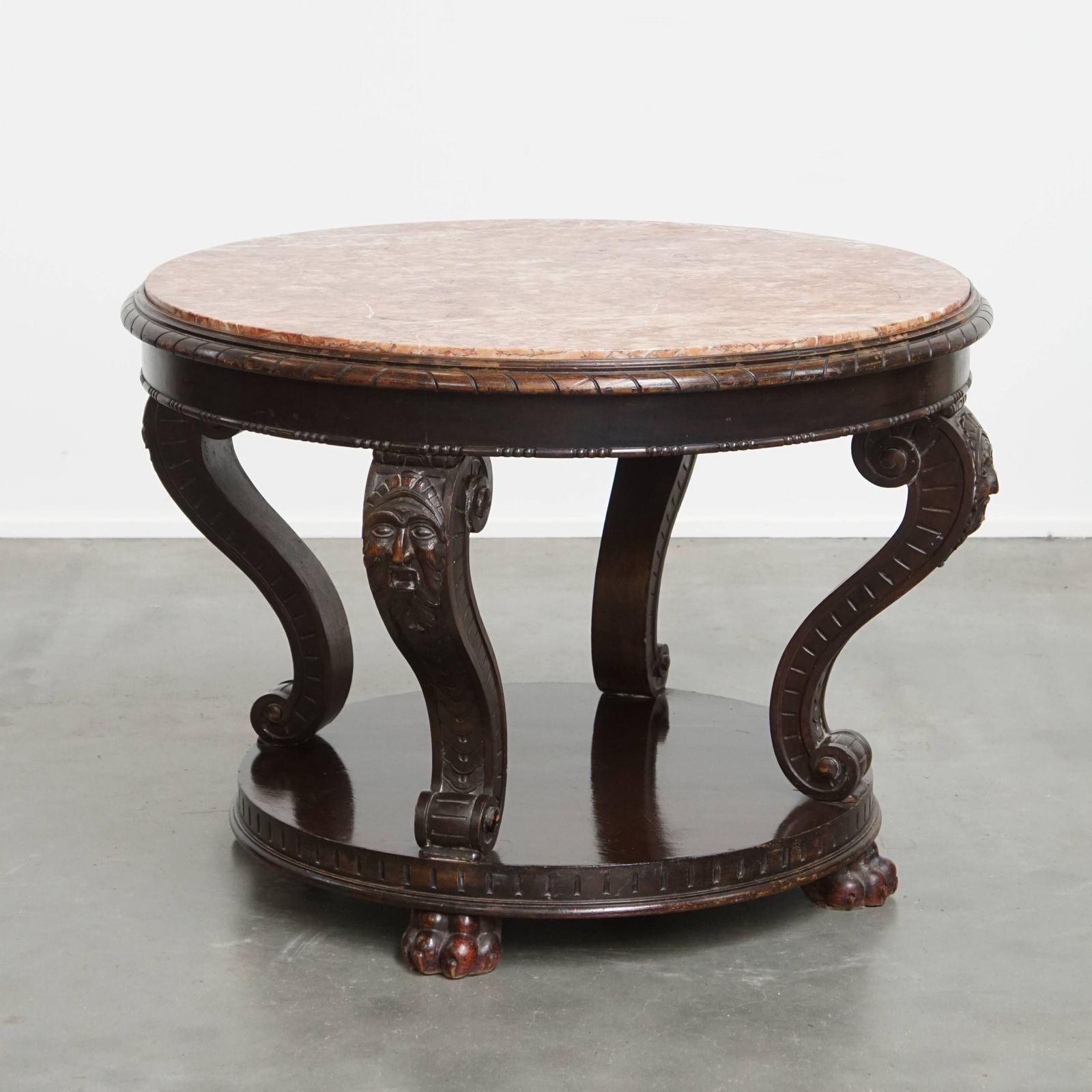 Royal, Antique French Side Table From The Early 1900s With A Beautiful Colored Marble Top