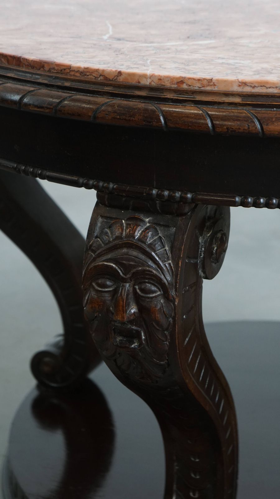 Royal, Antique French Side Table From The Early 1900s With A Beautiful Colored Marble Top photo vinterior