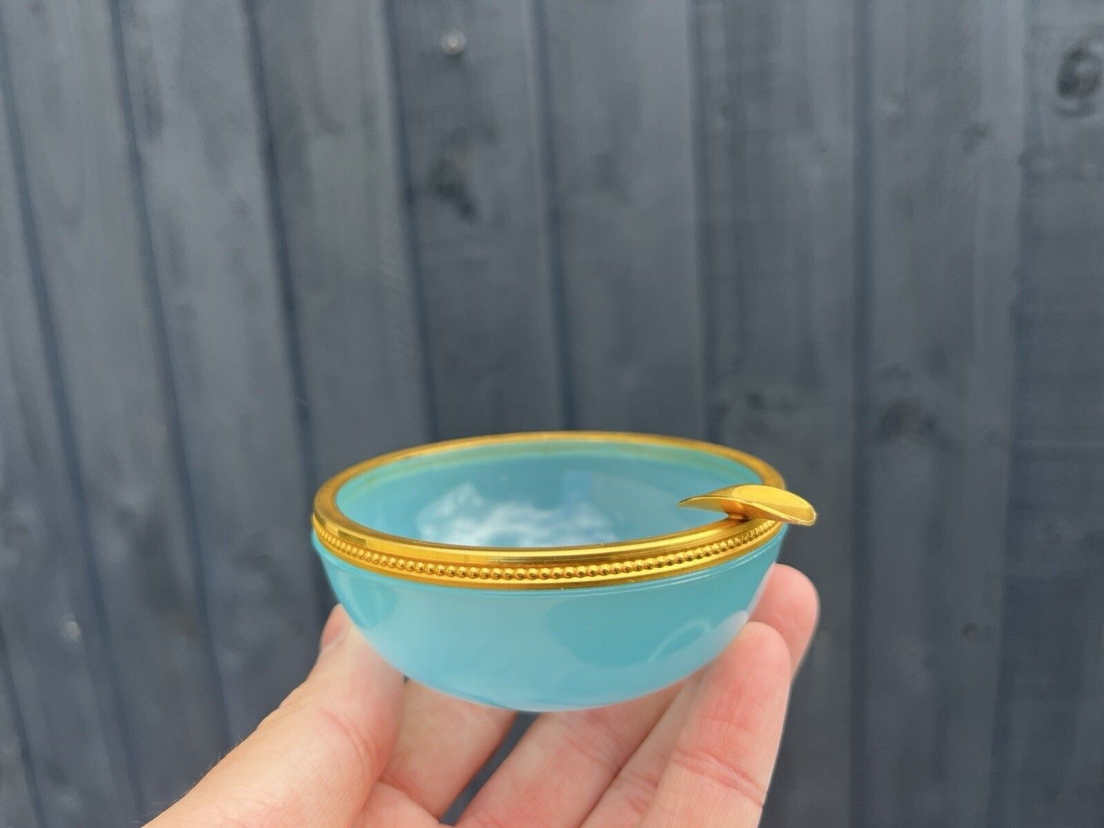 Mid Century Murano Vincenzo Nason Blue Opaline De Venice Glass Ashtray Vintage photo vinterior