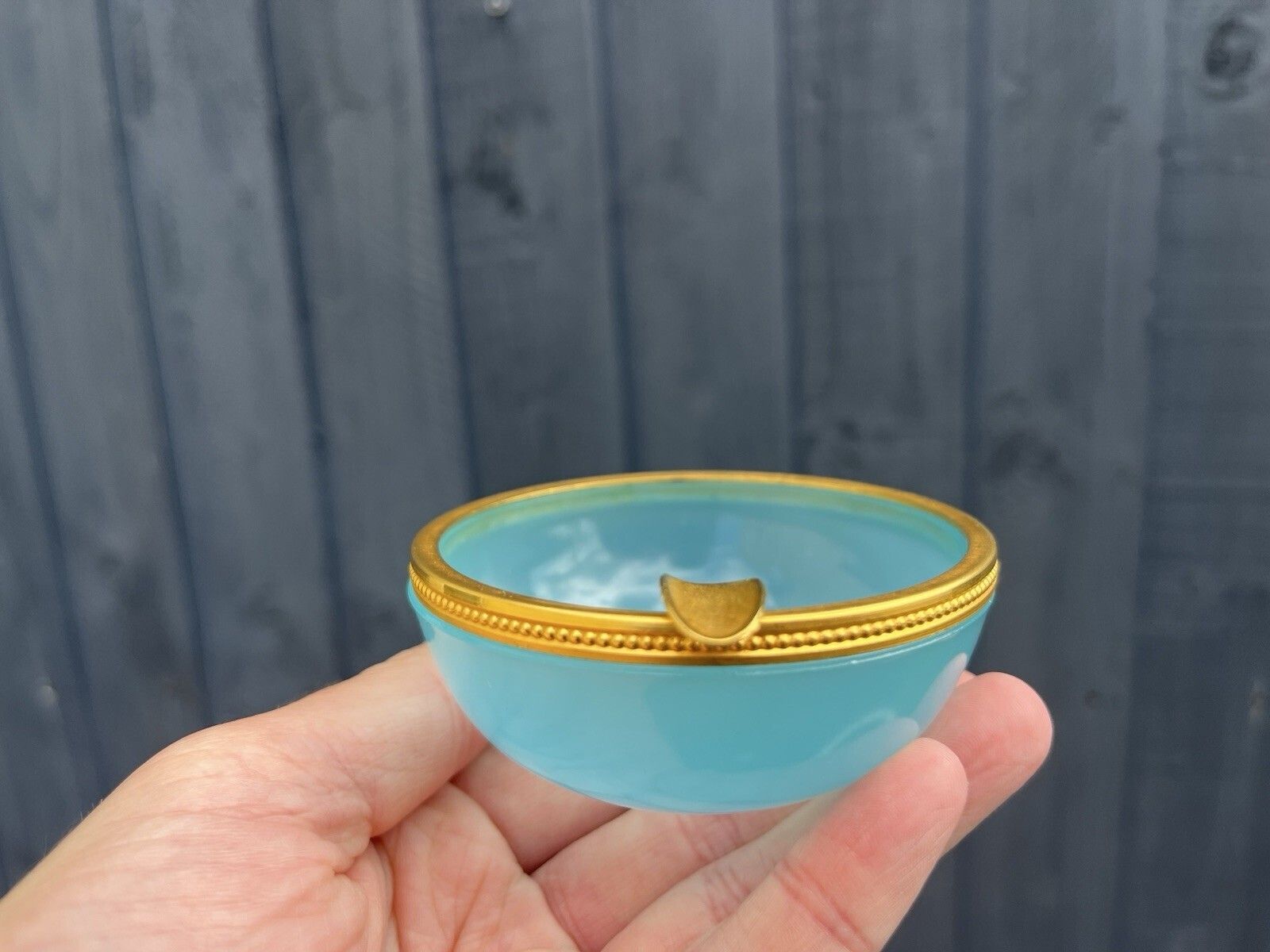 Mid Century Murano Vincenzo Nason Blue Opaline De Venice Glass Ashtray Vintage photo vintage