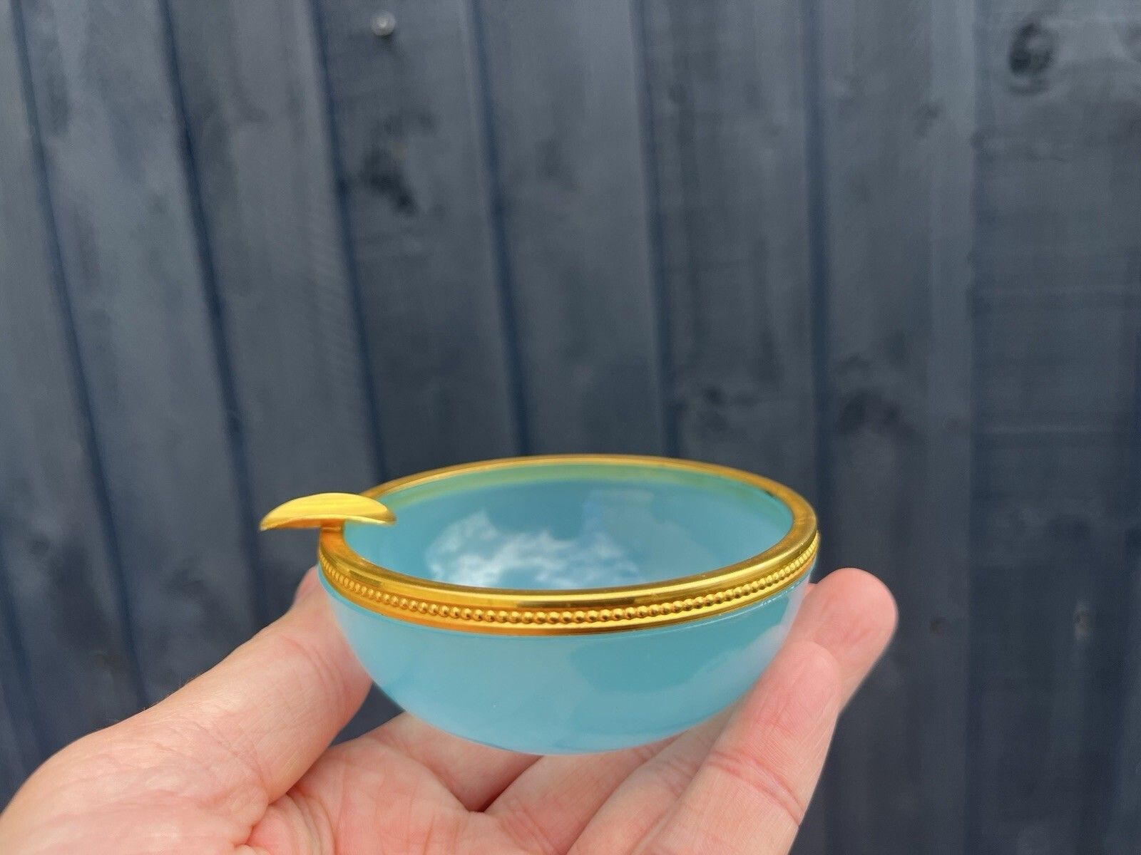 photo furniture Mid Century Murano Vincenzo Nason Blue Opaline De Venice Glass Ashtray Vintage