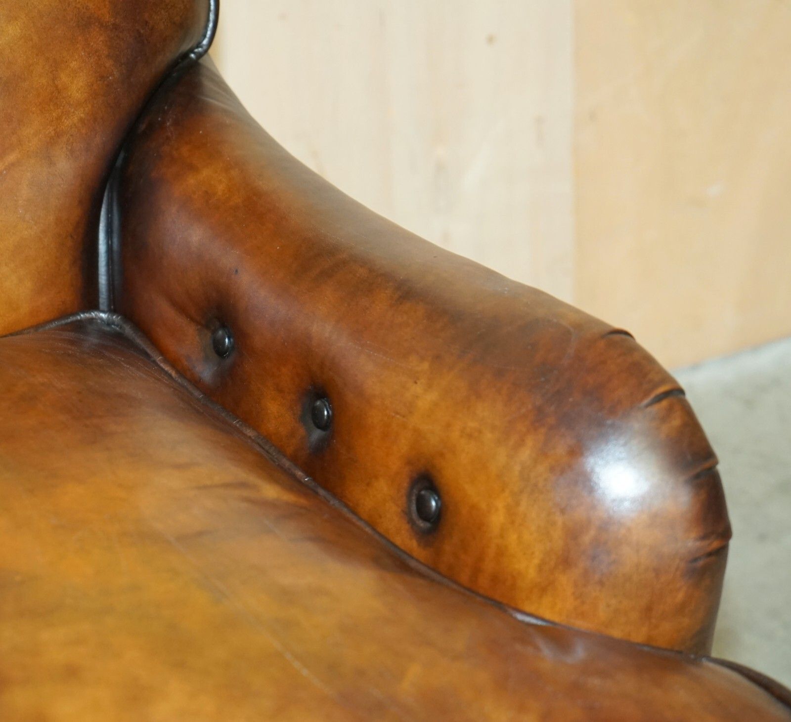 photo for sale Fully Restored Pair Of Antique Howard & Son Bridgewater Brown Leather Armchairs
