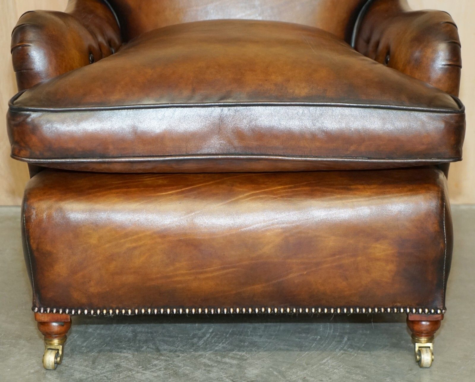 Furniture Fully Restored Pair Of Antique Howard & Son Bridgewater Brown Leather Armchairs photo